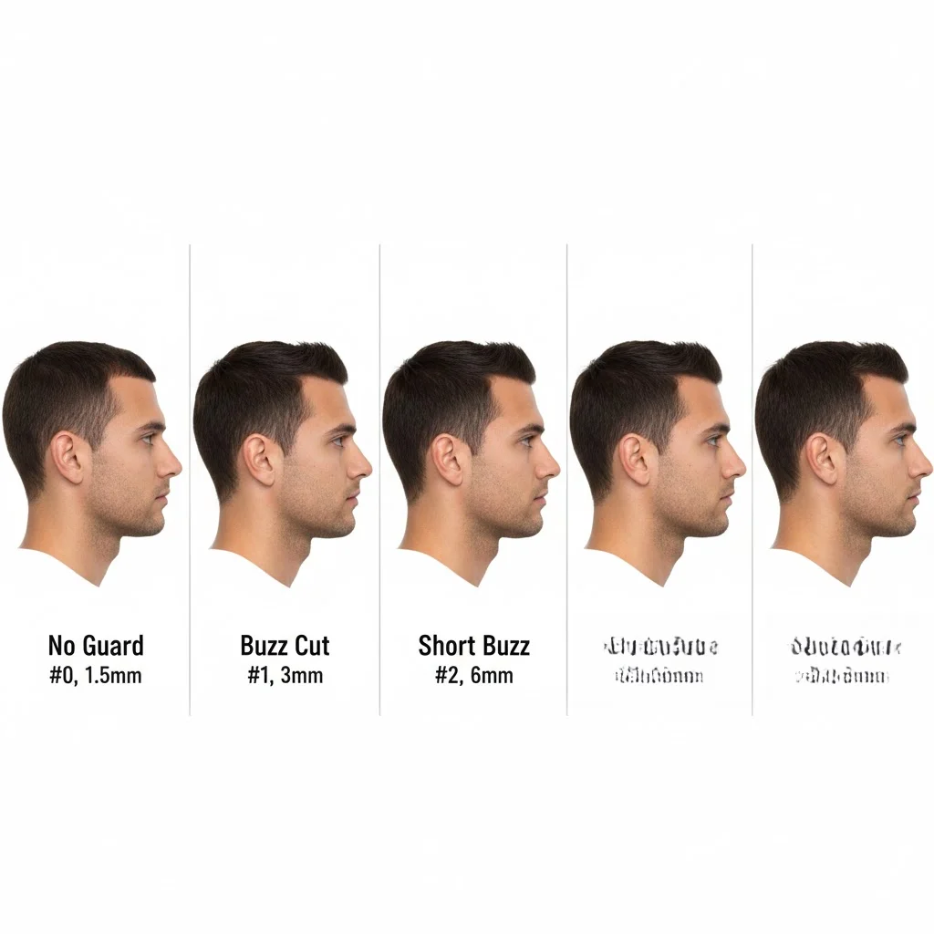 Clipper guard length comparison chart showing different buzz cut lengths